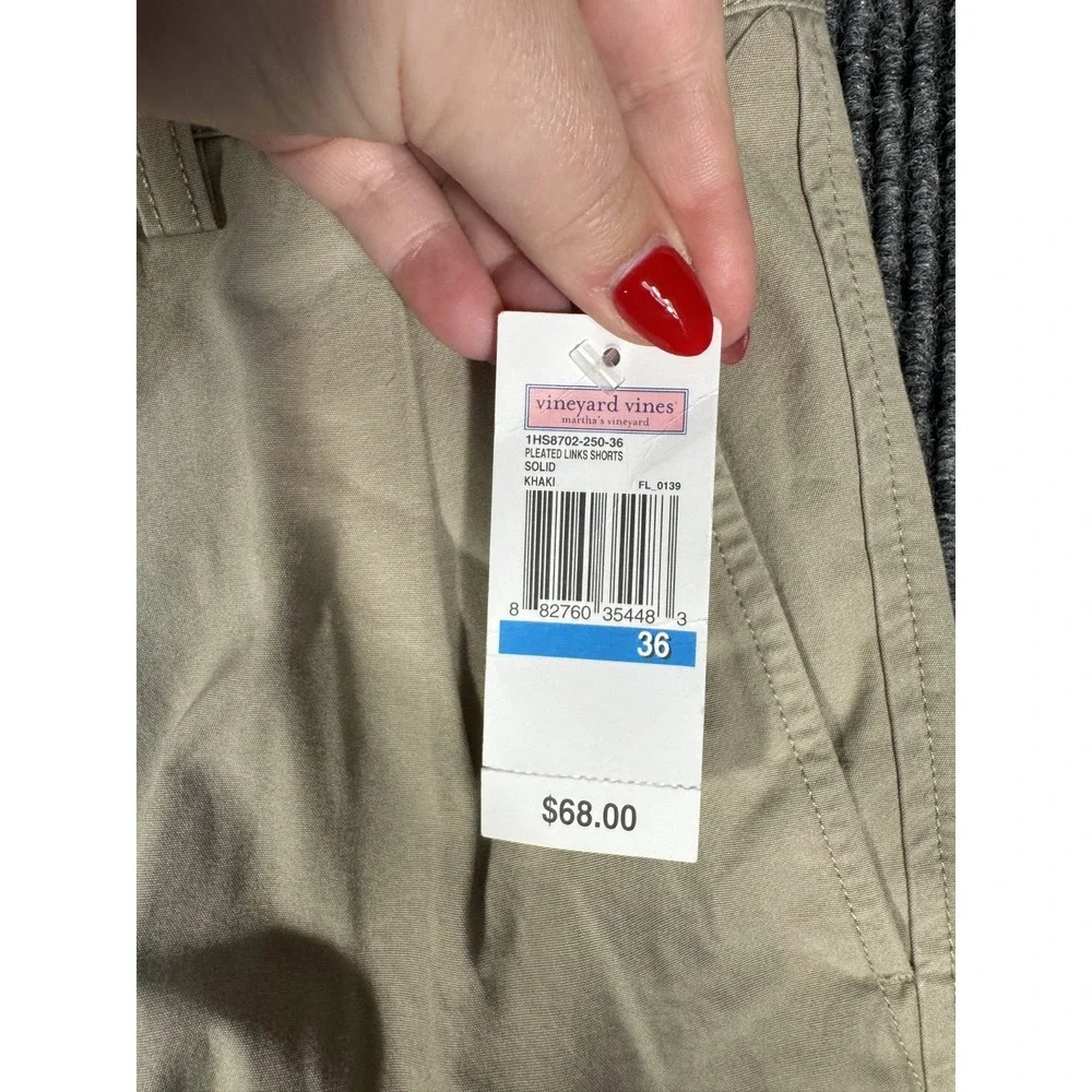 Vineyard Vines Chino Links Shorts Mens Size 36 Khaki Pleated 9